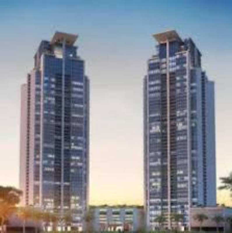 Furnished bedroom with AC large windows built-in closet Costa del Este Panama