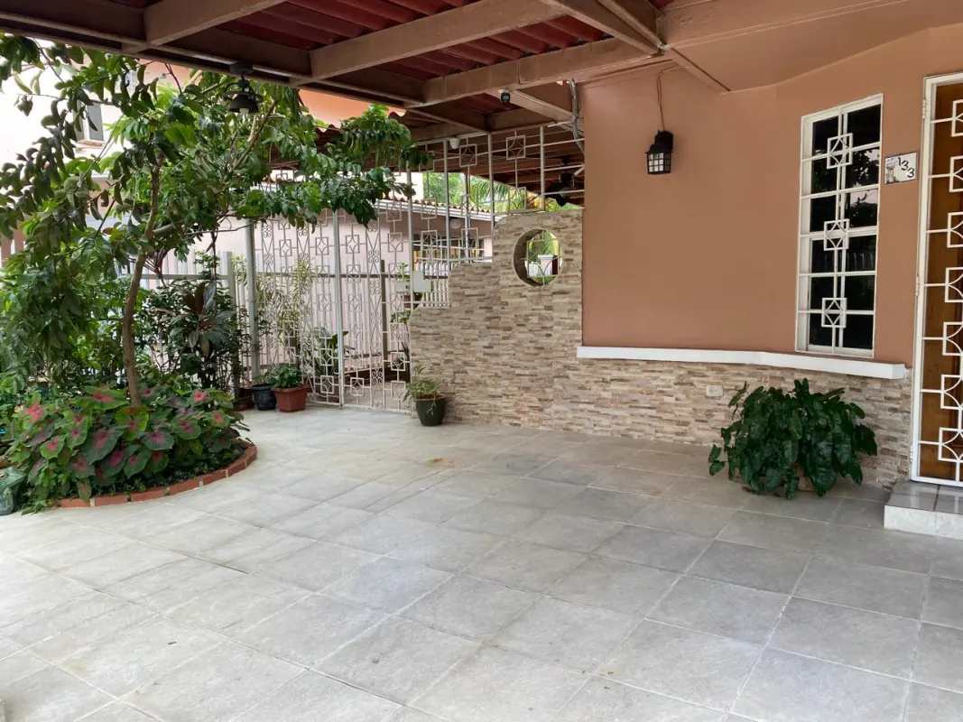 Bright living room with porcelain tile floors and neutral decor Condado del Rey Panama