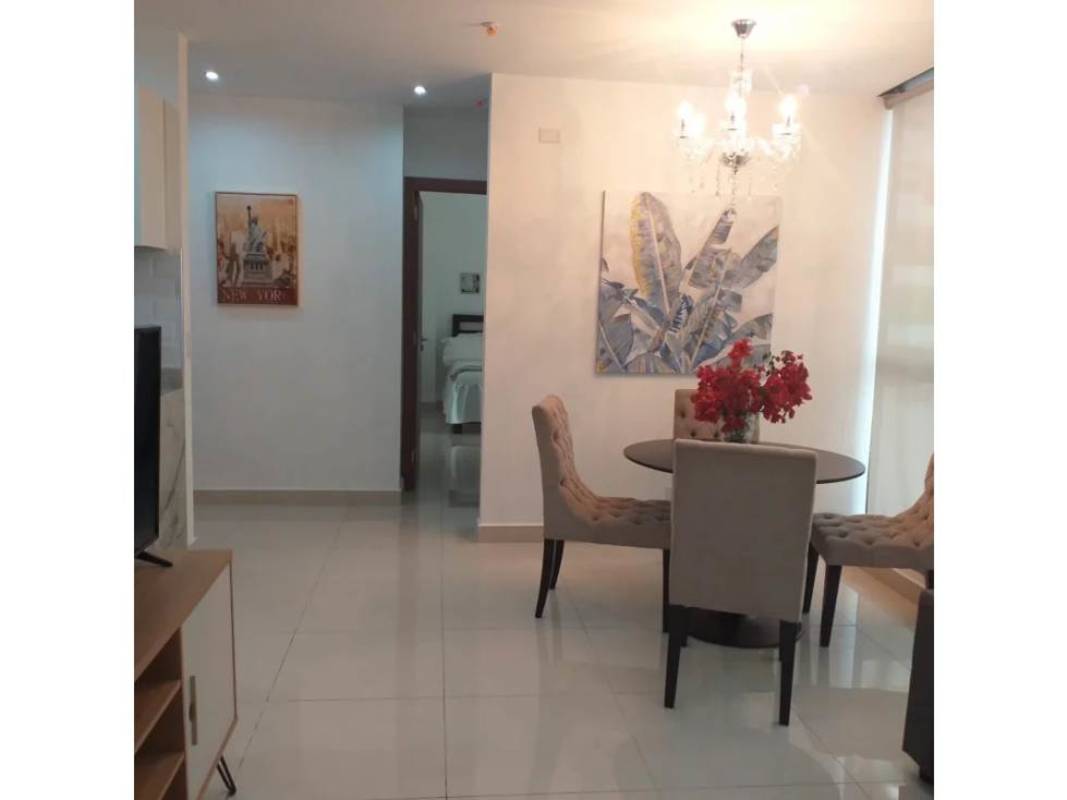 Furnished bedroom with closet and split AC at PH Downtown Obarrio Panama City