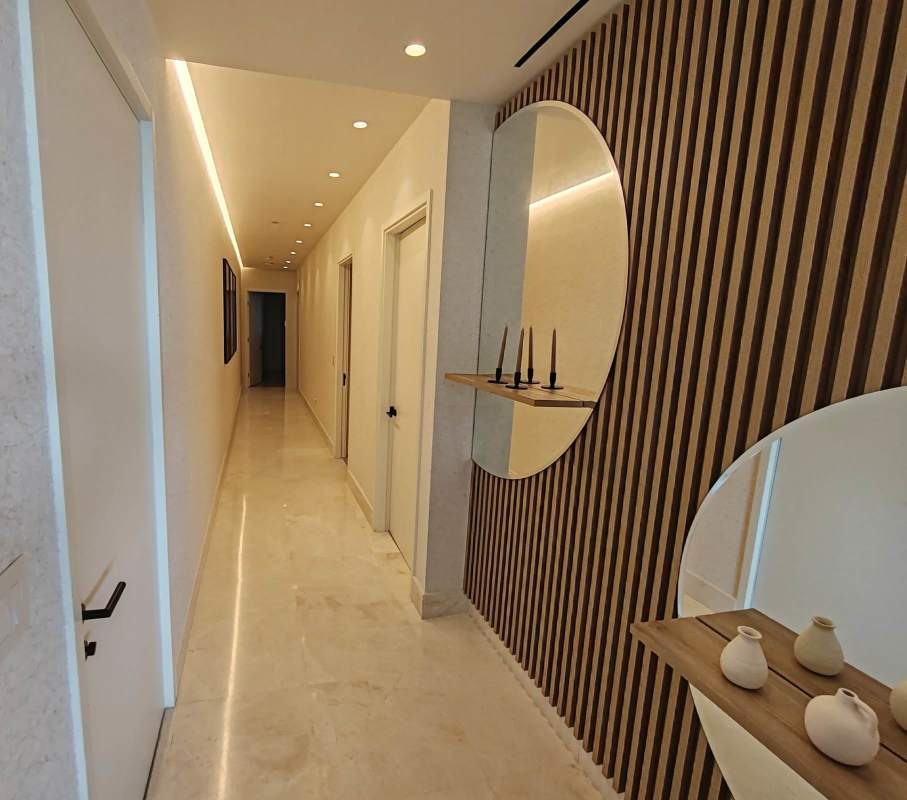 Elegant master bedroom suite with ocean views in luxury condo Ocean Reef Panama