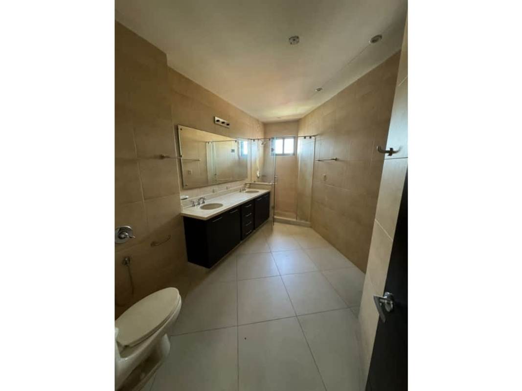 Bathroom with double sink vanity and glass shower PH Embassy Village Clayton Panama