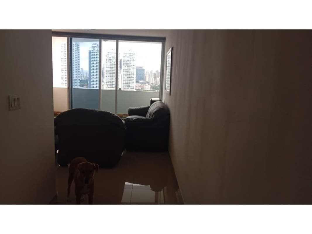 Bedroom with large built-in wardrobe and city view at PH Infinity Tower Panama City