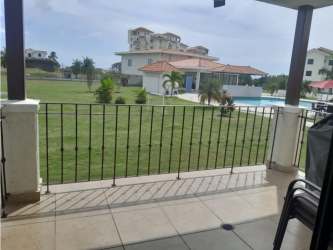 Covered balcony with ocean and golf views PH Marina Golf Vista Mar Resort Panama