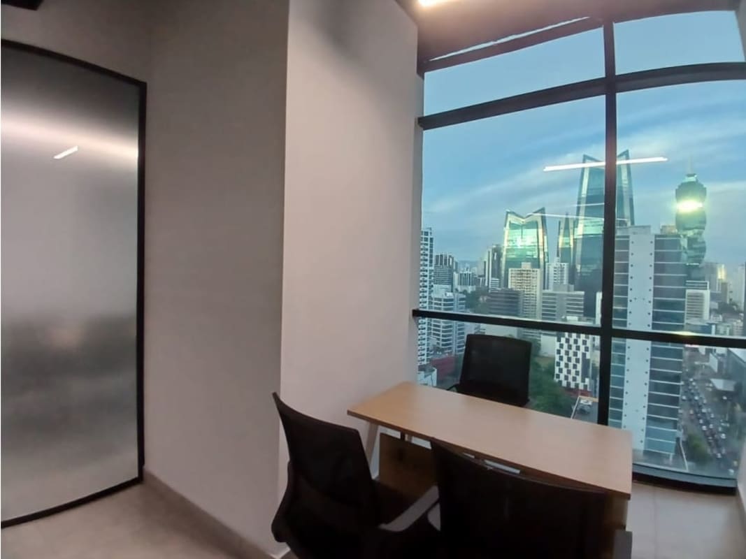 Executive glass-partitioned private office with city views in Towerbank PH Financial Center