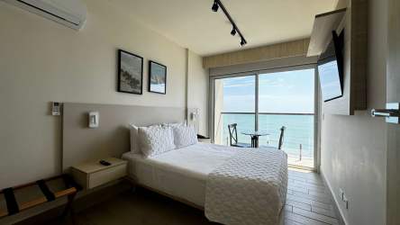 Bedroom with balcony ocean view Playa Caracol beachfront condo Panama