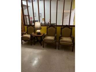 Lobby with wood beams and seating house sale El Cangrejo Panama