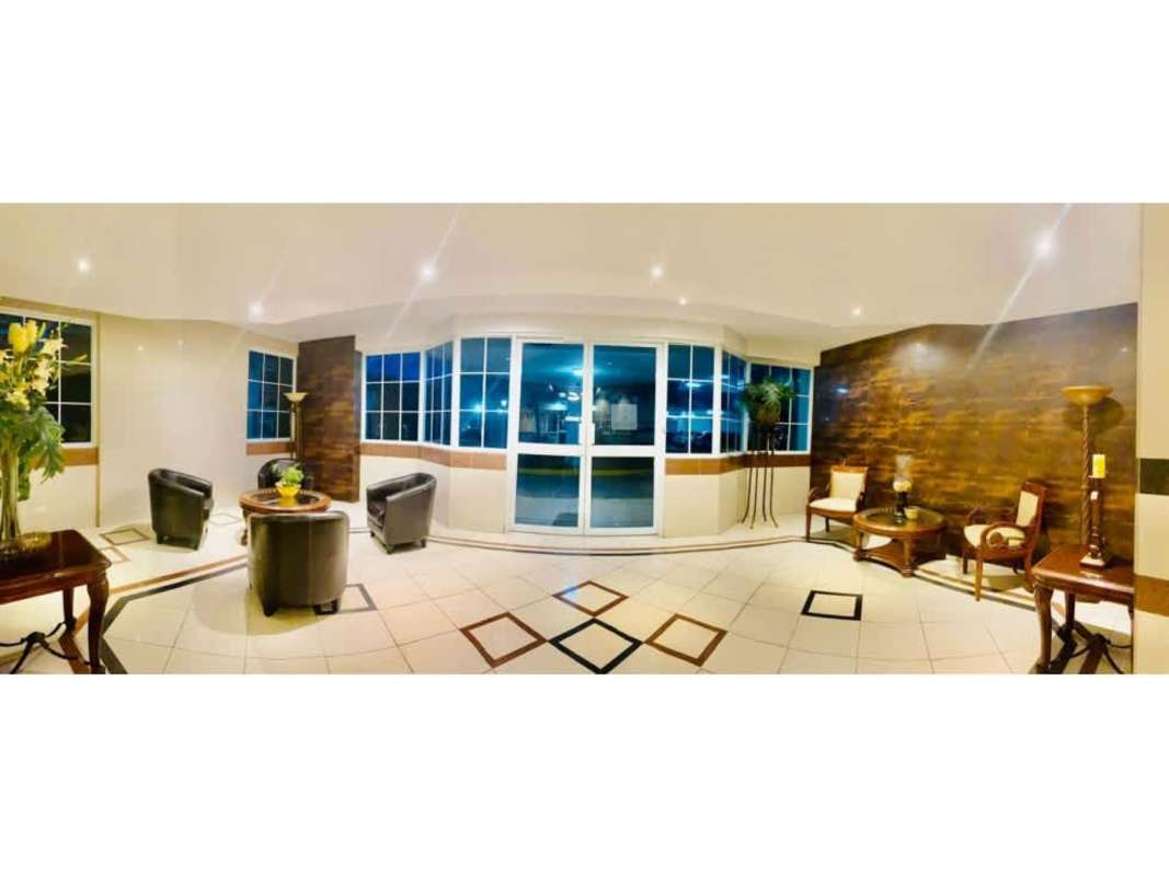 Lobby with reception and sitting area PH Torre Mar del Sur rental Panama