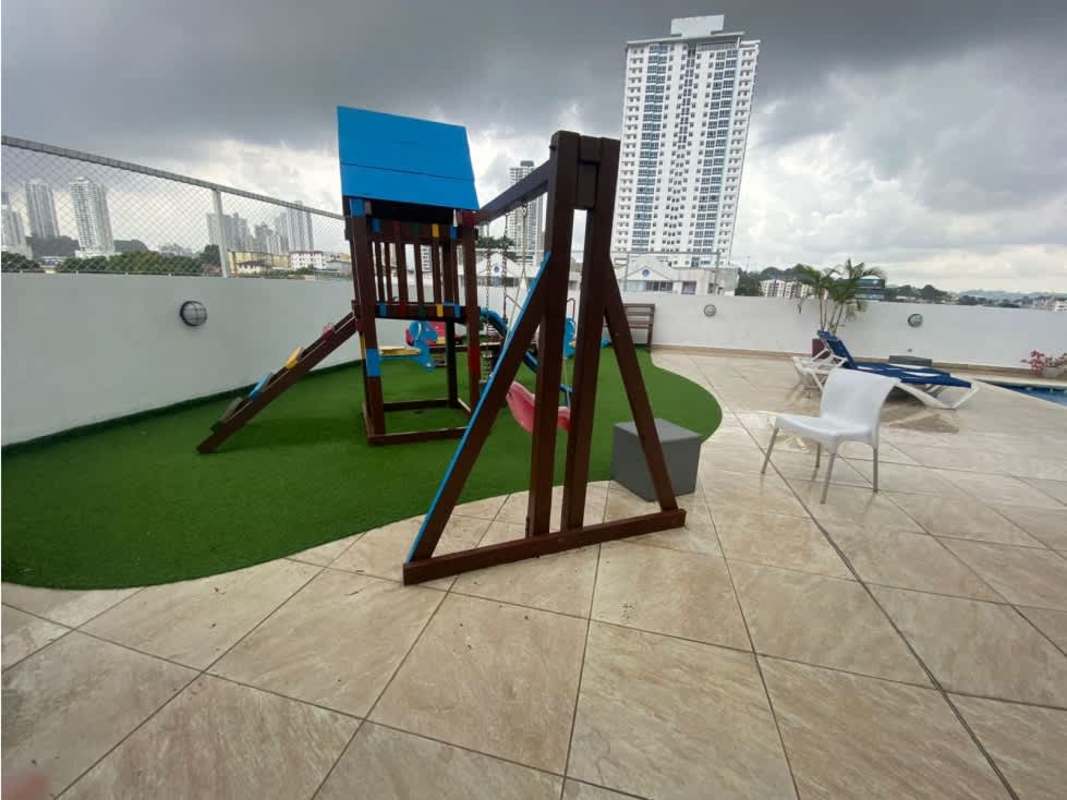 City view through window PH Riverside Parque Lefevre Panama apartment