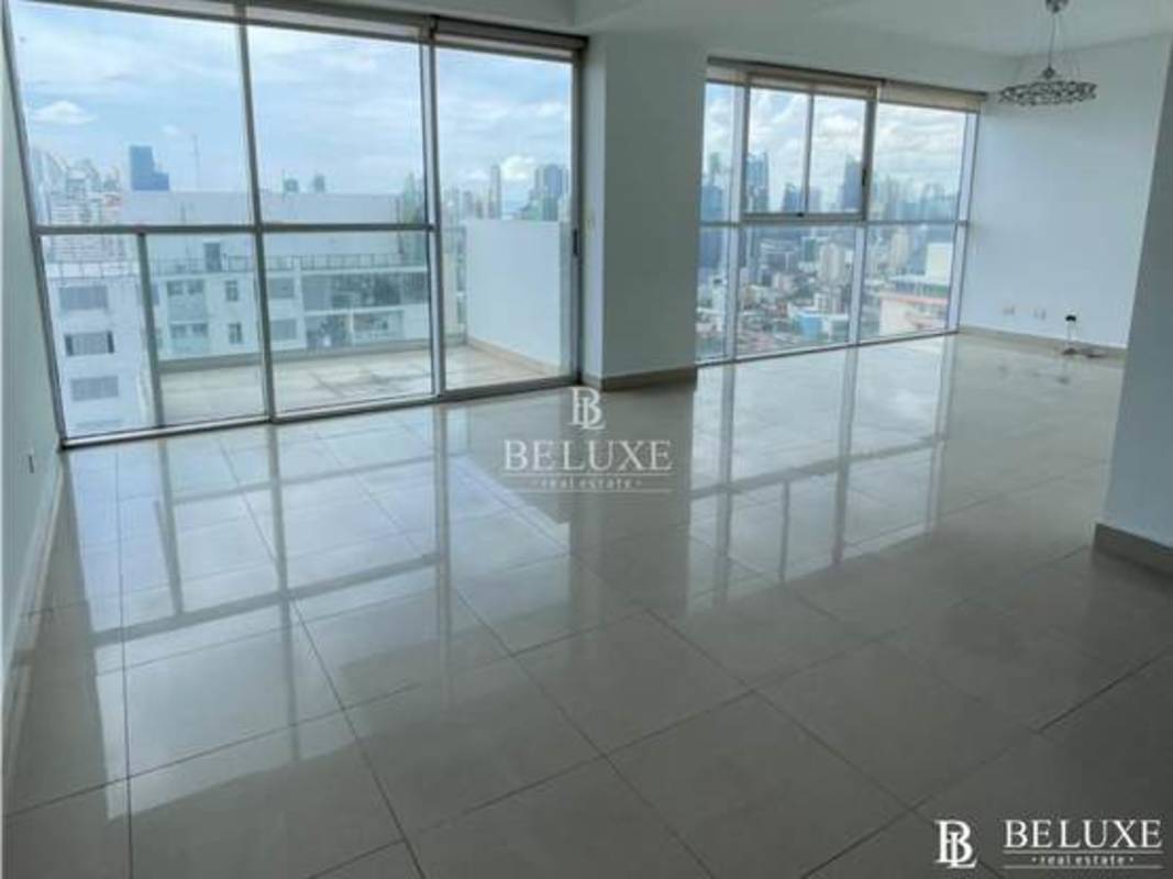 Kitchen with granite countertops and modern cabinets in PH Window Tower apartment for sale Panama