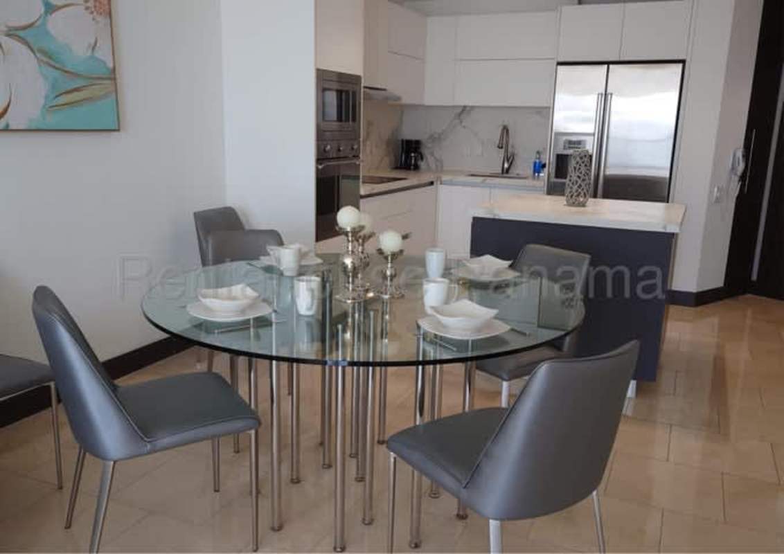 Furnished master bedroom with ocean views PH The Ocean Club Panama City