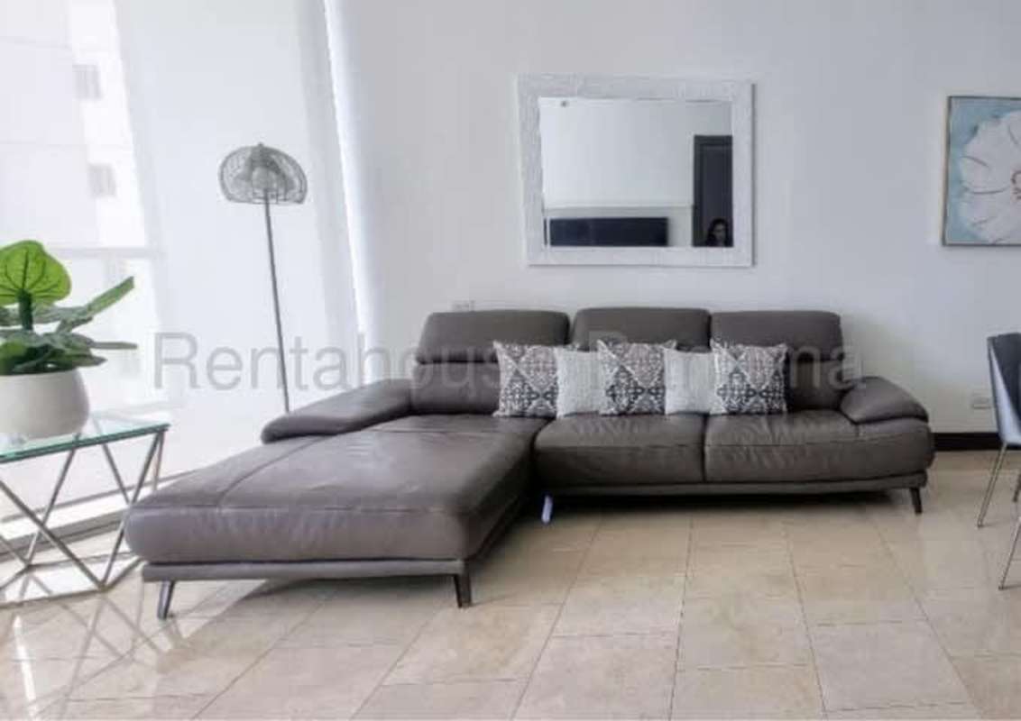 Dining space with open plan kitchen living room PH The Ocean Club Punta Pacifica