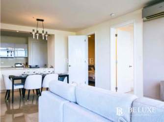 Open plan dining and modern kitchen with ocean view PH Casa Bonita