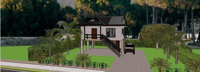 Rustic two-story countryside house on fenced lot with views and space Cambutal