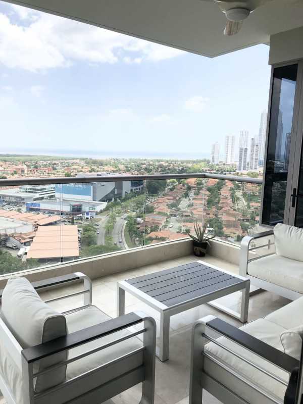 Balcony with panoramic ocean golf city views luxury apartment Santa Maria Panama