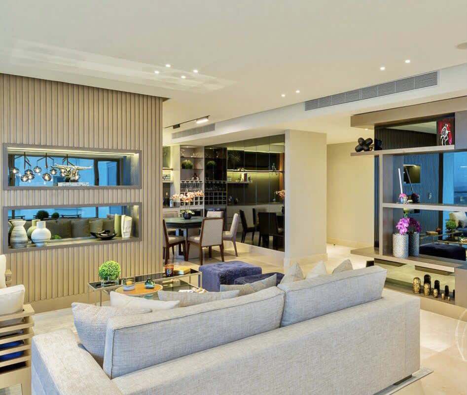 Stylish open living dining area luxury condo Santa Maria Panama