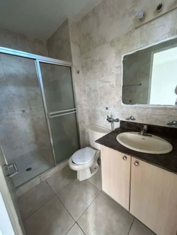 Modern bathroom glass shower vanity beige tiling PH Coco del Mar Panama