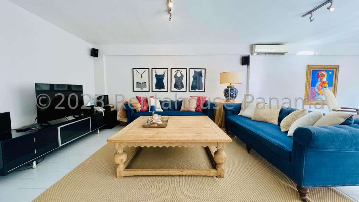 Outdoor private saltwater pool with jacuzzi in upscale home Altos del Golf Panama