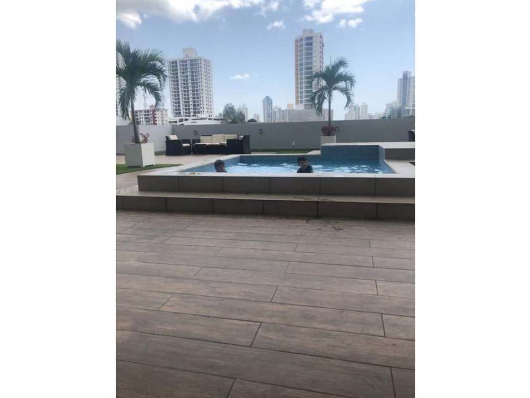 Skyline view rooftop pool area at PH Torre de Castilla Carrasquilla Panama