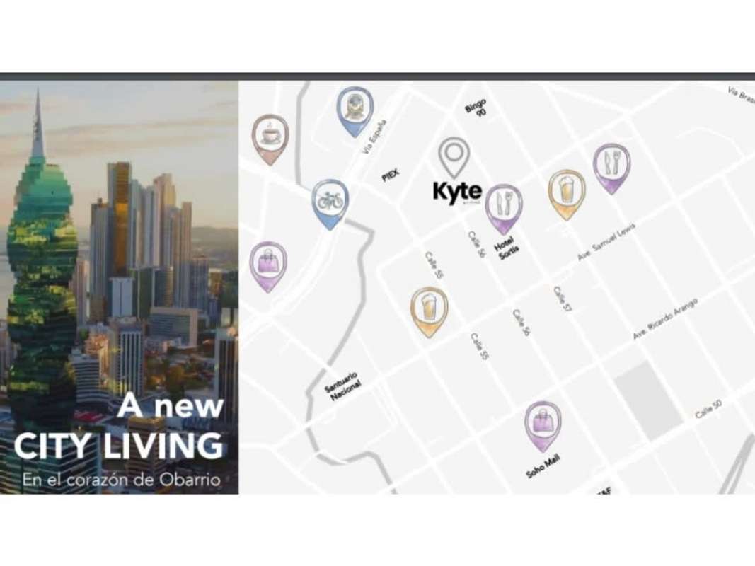 Panoramic rooftop pool area sunset skyline Kyte Obarrio Panama