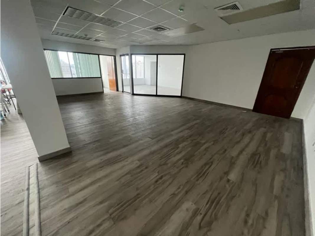 Reception lobby inside commercial office with glass divider in Torre Plaza Banco General Panama City