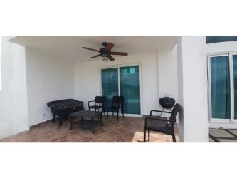 Open plan living dining furnished beach home Playa Malibu Nueva Gorgona Panama