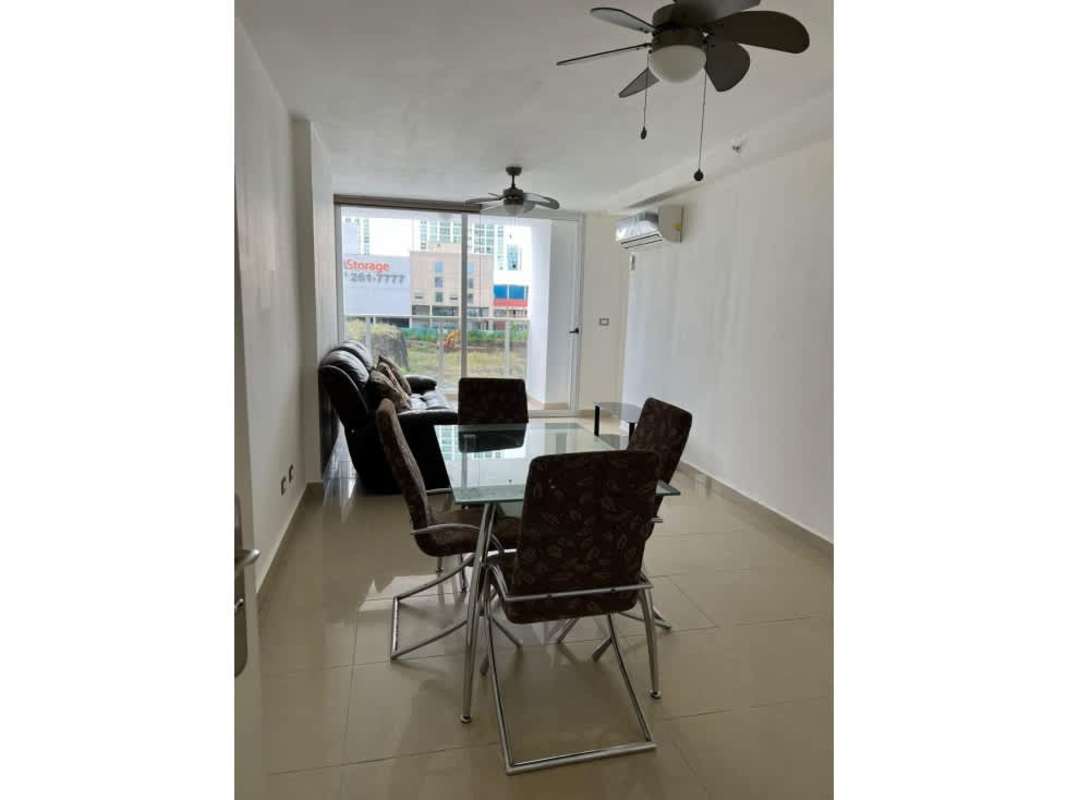 Kitchen with granite countertops, wood cabinets, gas stove PH Rokas Condado del Rey Panama