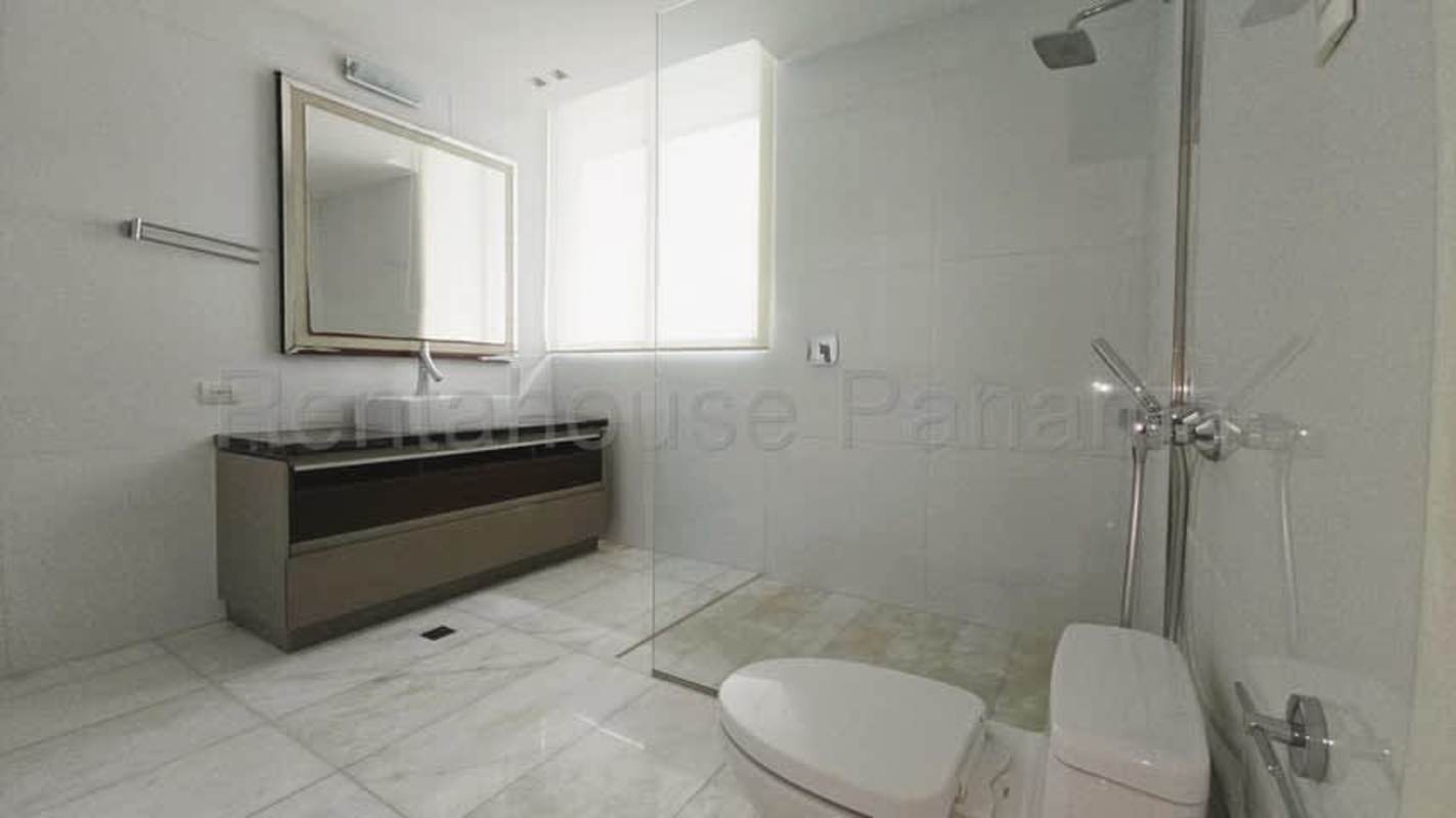 Spacious luxury kitchen with premium appliances and marble countertops in Punta Pacífica Panama