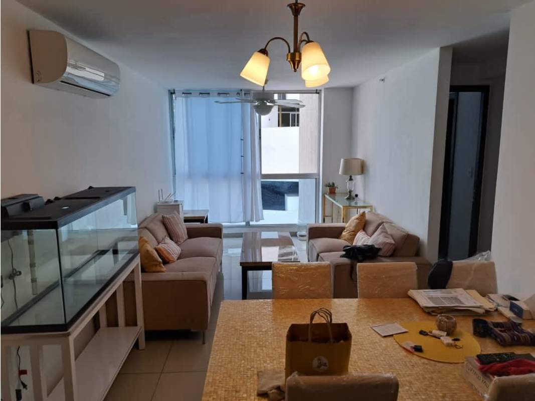 Compact modern kitchen with cabinets, gas stove in PH Coral Tower Carrasquilla Panama City