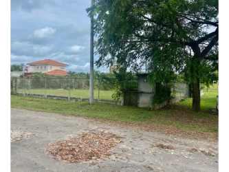 Large fenced green lot with tree shade near Boulevard Street Coronado Panama ready to build