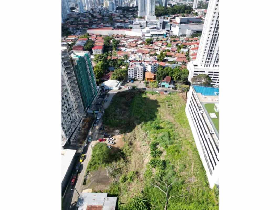 Street access to flat vacant development lot near Via España commercial zone Panama