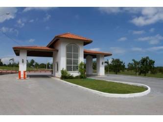 Aerial view of Palmeras del Golf golf community plots roads and countryside Panama