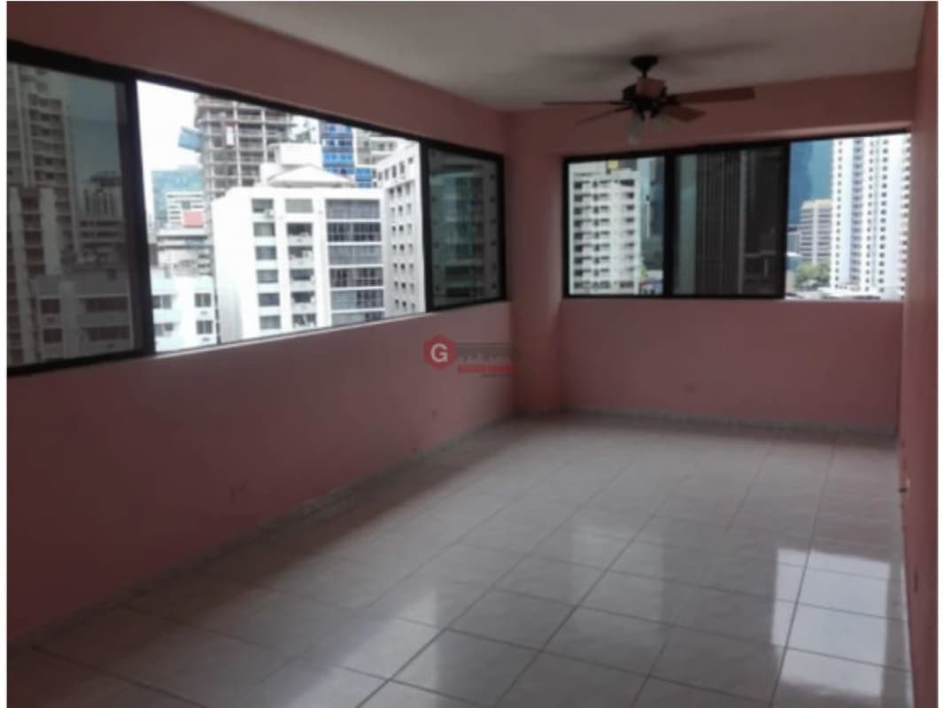 Enclosed balcony with panoramic windows skyline view PH Royal Center Panama