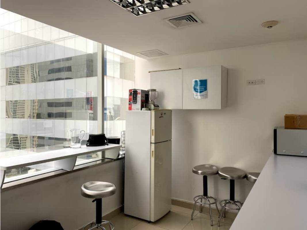 Restroom with granite counters and stalls Torre de las Américas Panama City