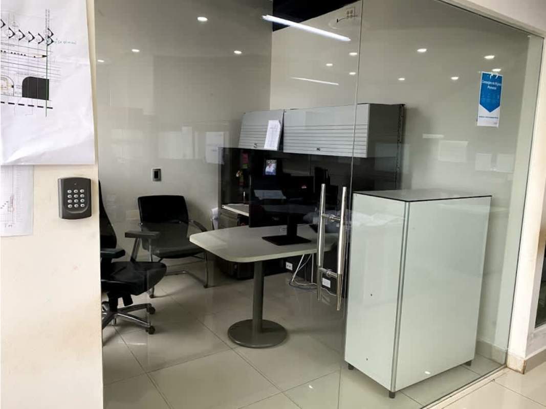 Corporate reception desk with pendant lighting in Torre de las Américas Panama City