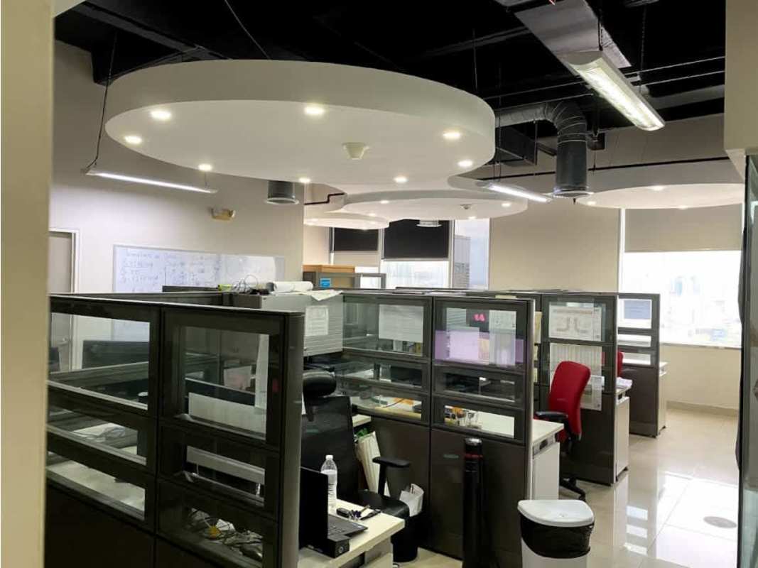 Office kitchenette with window, cabinets, fridge in Torre de las Américas Punta Pacifica