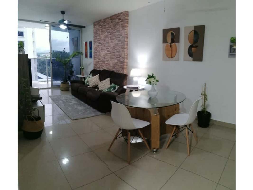 Modern kitchen with granite countertop, stainless appliances in PH Rokas Condado del Rey Panama City