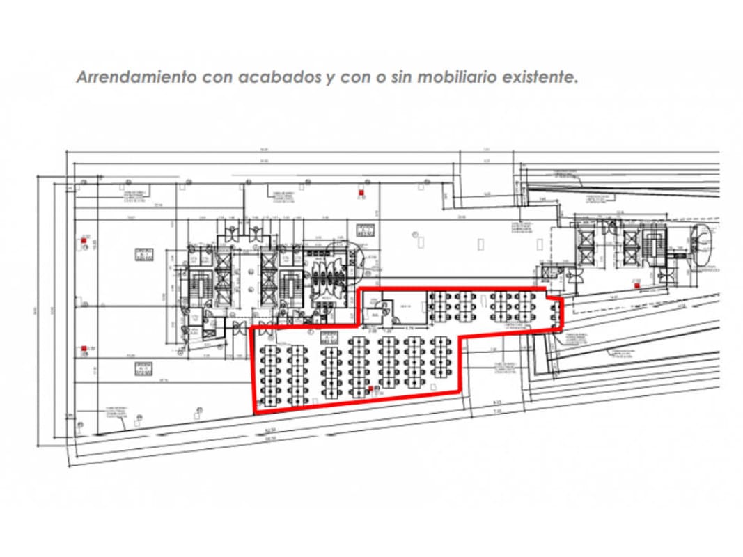 Commercial office floor plan highlighting leasing area at Plaza del Este Costa del Este