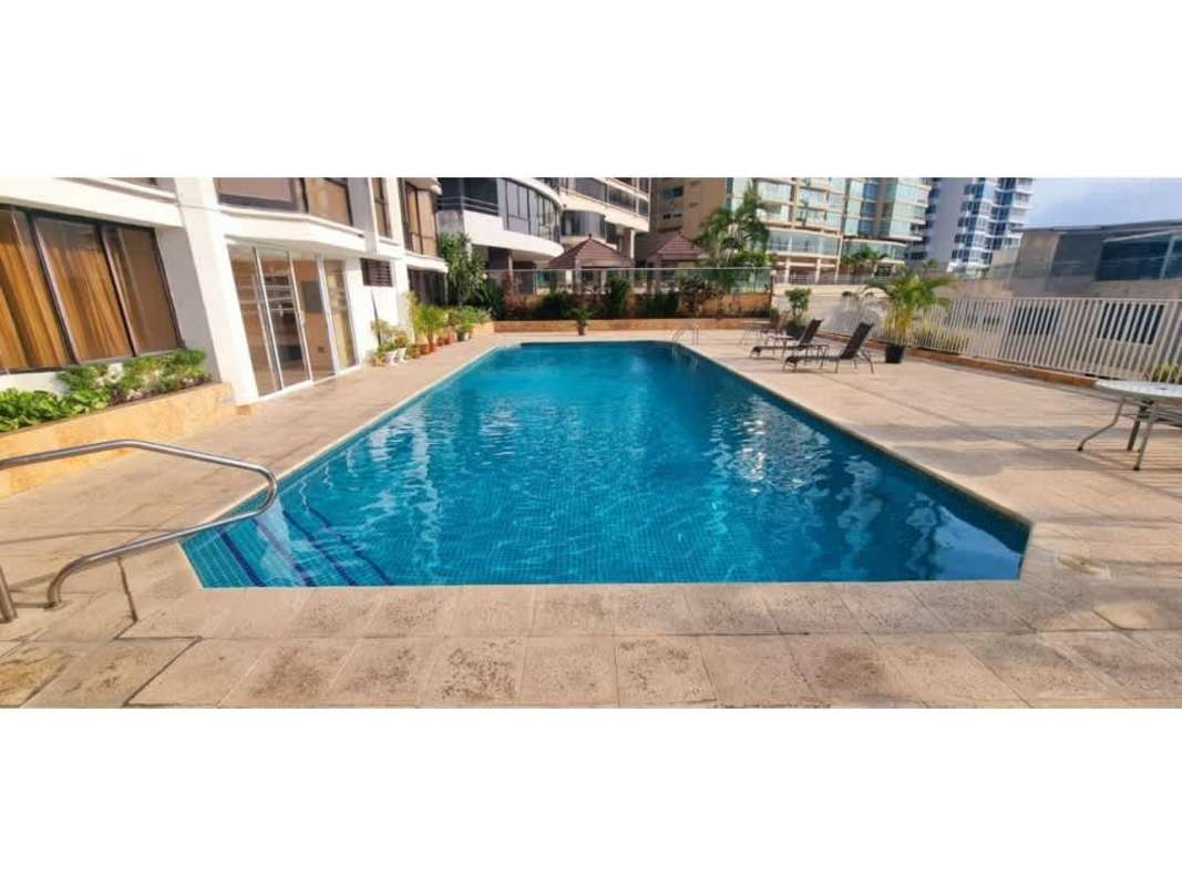 Spacious open living room with panoramic windows ocean and skyline view in Punta Paitilla