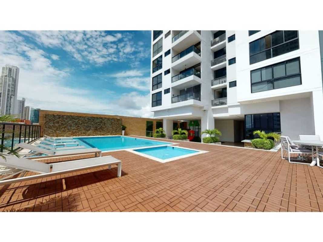 Tower infinity pool overlooking bay and city skyline at PH Balboa Bay Avenida Balboa Panama City