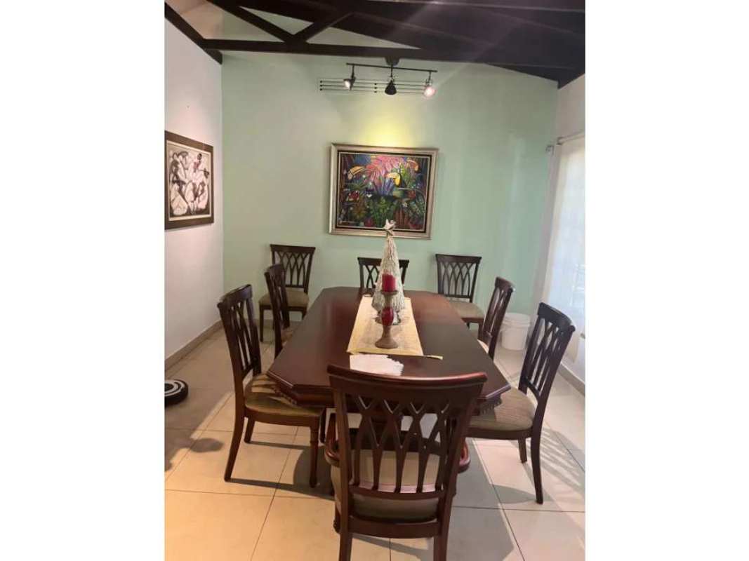 Bedroom with rustic ceiling beams, ceiling fan, large window, split AC, Llanos de Curundu Ancon Panama