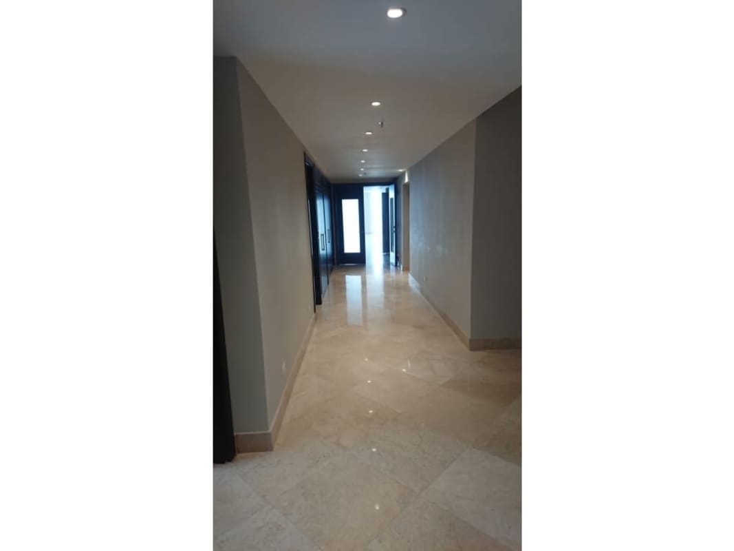 High-end kitchen with granite island wood cabinets and appliances in PH The Point Punta Paitilla Panama