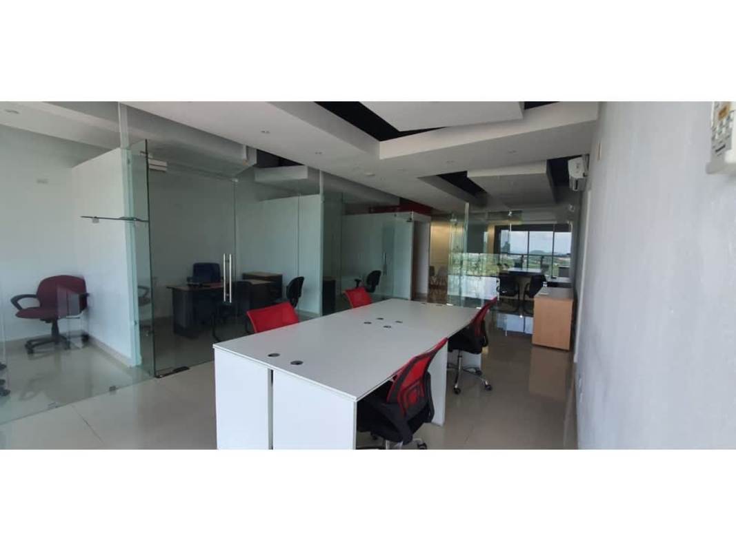 Modern office interior with panoramic city views and natural light Edison Park Panama