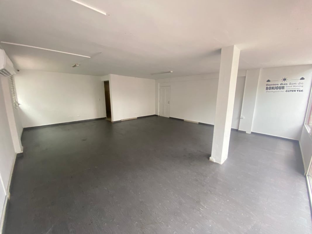 Spacious open commercial unit interior with tiled floors and white walls in Obarrio Panama City