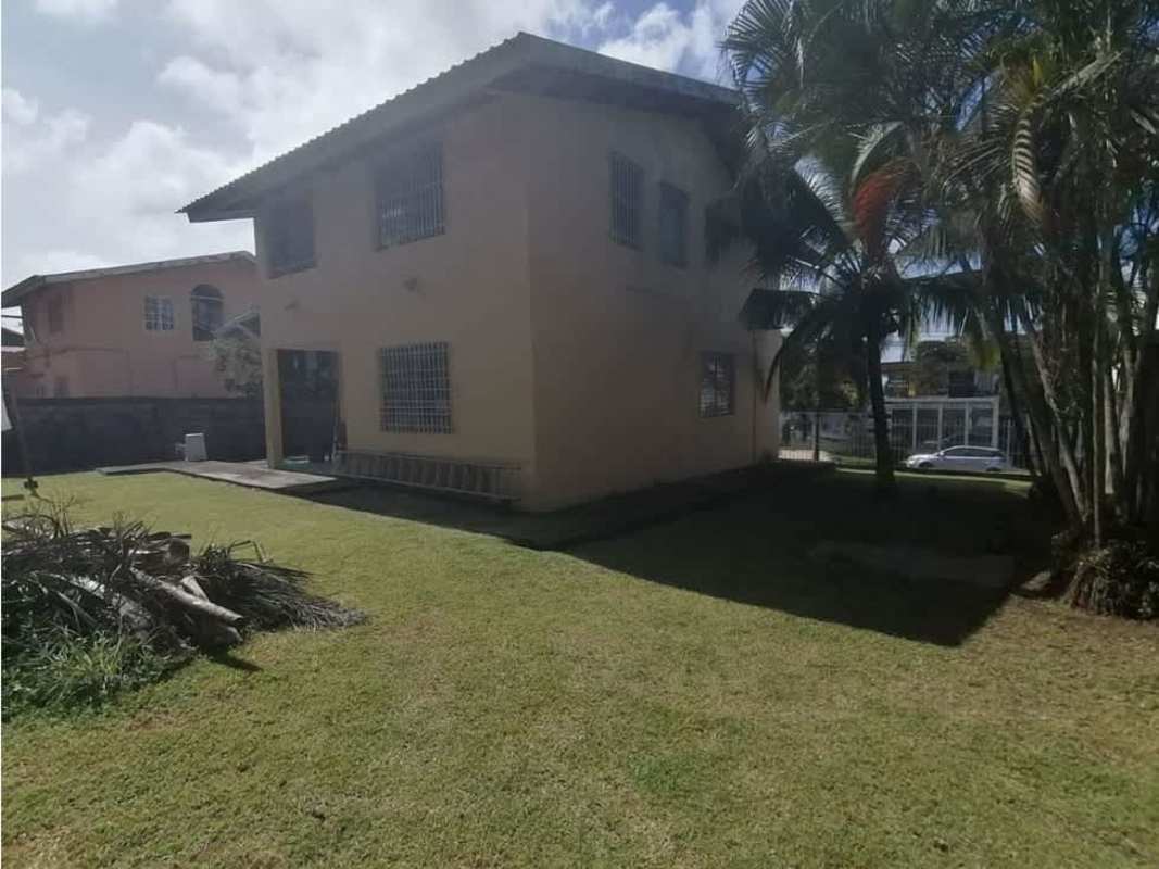 Spacious backyard with banana trees fenced in Villa Zaita house for sale Panama