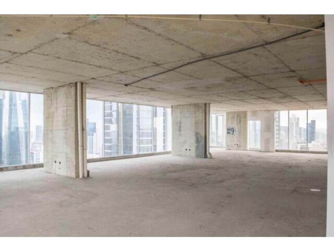 Elegant commercial lobby with marble floors, mirrored walls, and reception at Torre Optima Obarrio Panama City