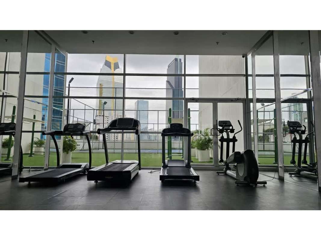 Furnished master bedroom with ocean view and closet in PH Waters on the Bay Panama