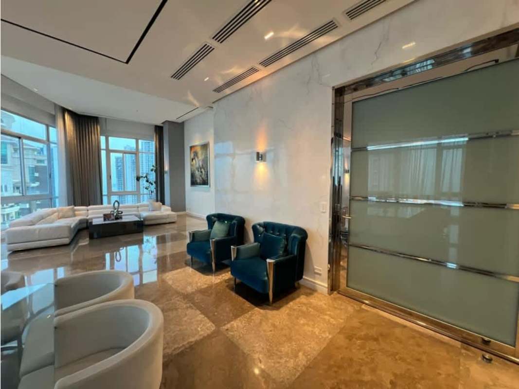 Luxury penthouse private cinema room with star ceiling lighting Ocean Reef Towers Punta Pacifica