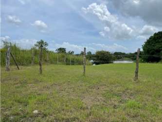 Scenic view of lake and mountains from grassy lot in Lagomar San Carlos Panama
