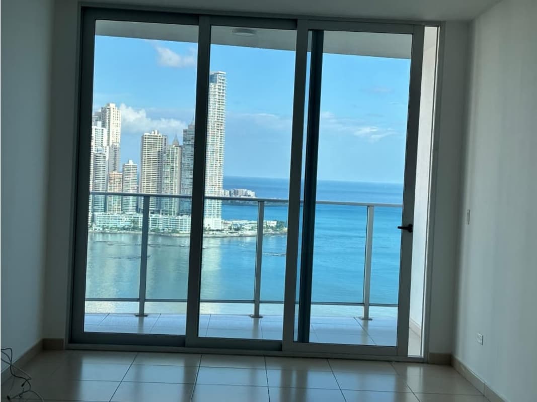 Balcony with panoramic oceanfront and city view from PH White Avenida Balboa Panama City