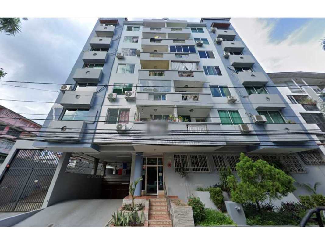 Compact bathroom with walk-in shower, wall-mounted sink, tile walls, PH Palma de Bella Vista Marbella Panama City